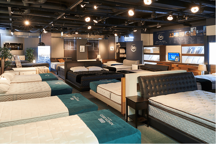 ベッド専門店グースカの常設店舗3階。全体画像。