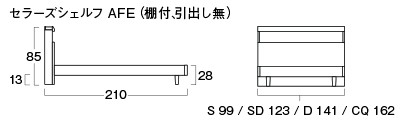 セラーズシェルフ AFE（棚・脚タイプ）のサイズ