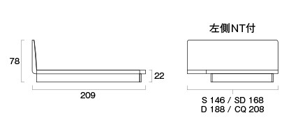 日本ベッドのイディオム／IDIOM のサイズ：単位：cm