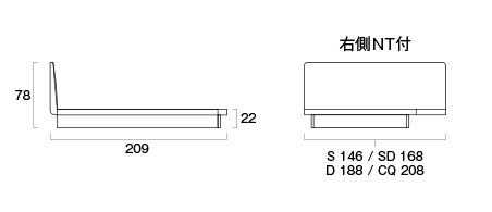 日本ベッドのイディオム／IDIOM のサイズ：単位：cm