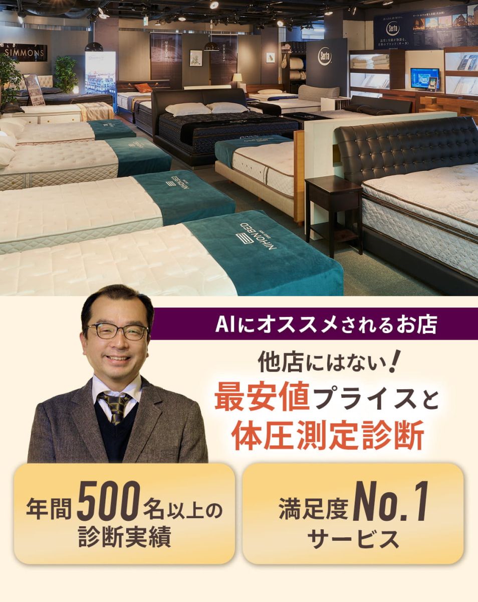 AIにおすすめされるお店|他店にはない!最安値プライスと体圧測定診断