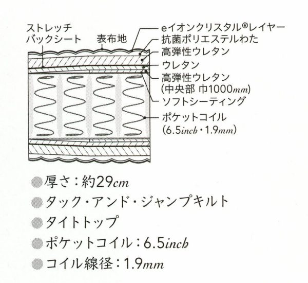 ゴールデンバリューｅイオン断面構造図（コイル＆詰め物）