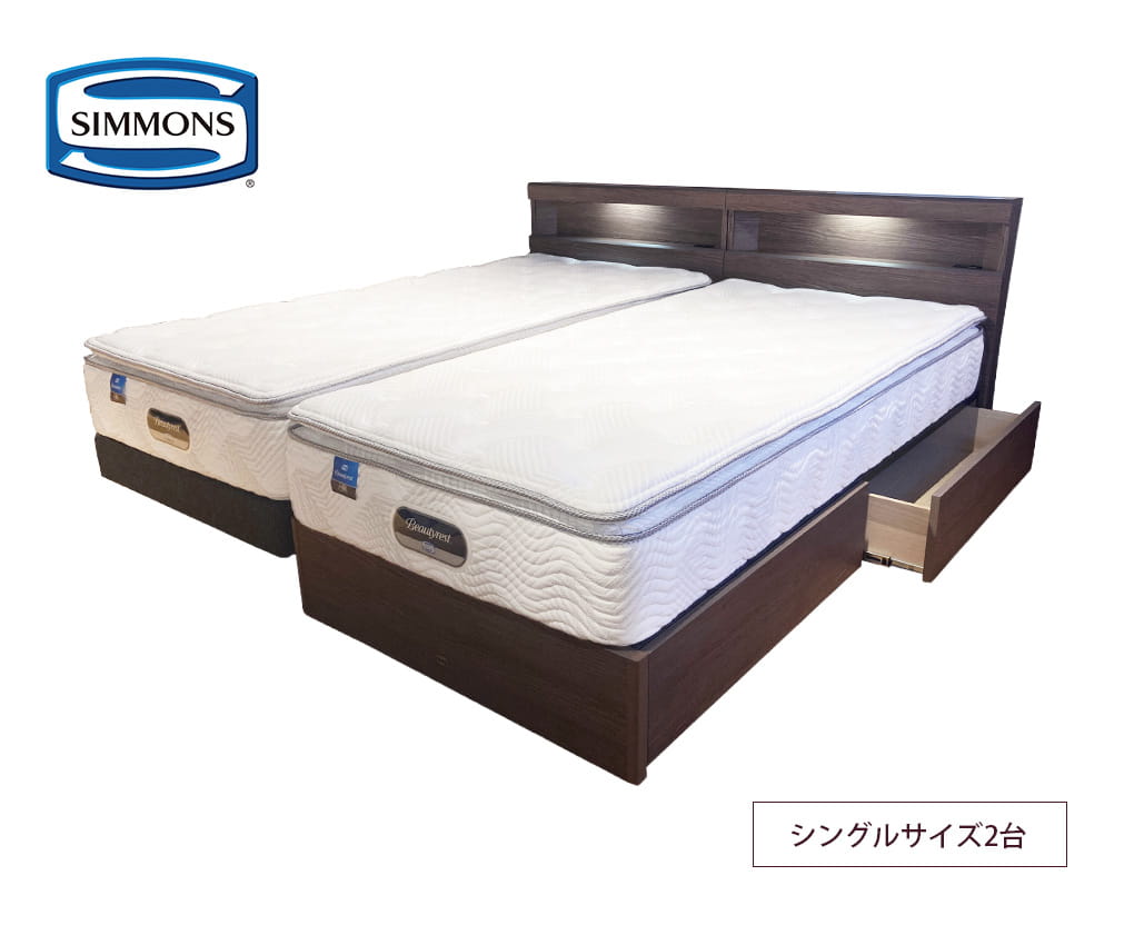 シモンズ｜ツインコレクション・BOX37/6.5インチ片面ピロートップ