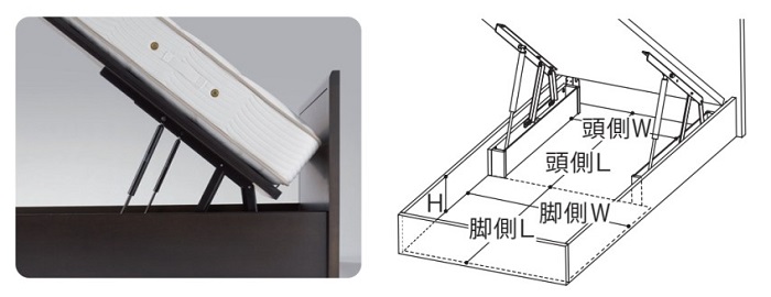 跳ね上げ角度40度と開口部が広く、収納物の出し入れも容易に行えます。